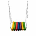 Colorful Beaded Wooden Bird Toy Set with Swings and Ladders - Image 3