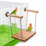 Colorful Beaded Wooden Bird Toy Set with Swings and Ladders - Image 4