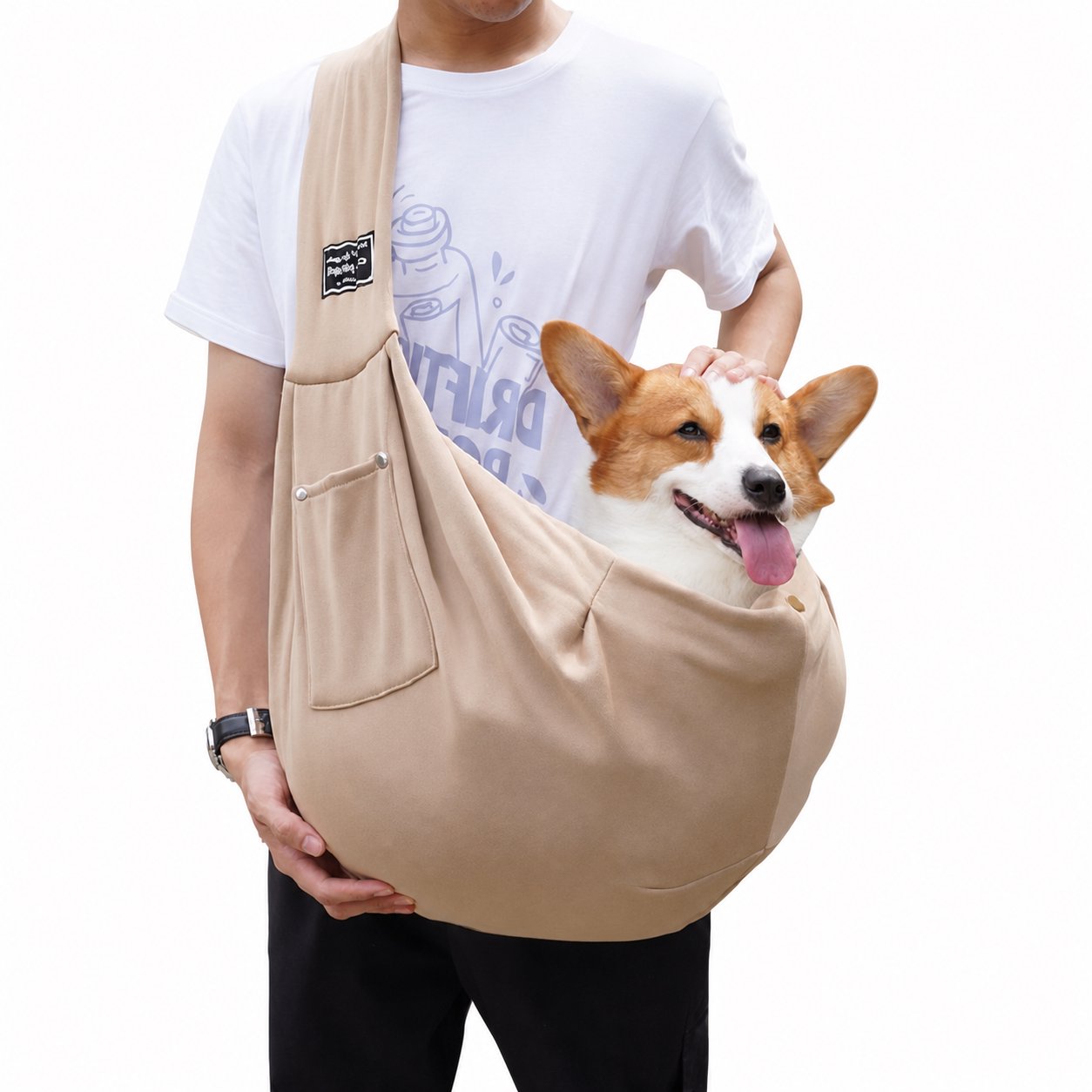 Pet Birthday Bandana And Party Hat Set Beige Solid Color Polyester Pet Messenger Bag - Image 1
