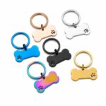 Stainless Steel Bone-Shaped Dog ID Tag with Paw Print