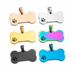 Stainless Steel Bone-Shaped Dog ID Tag with Paw Print - Image 2