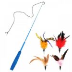 Plush Worm & Feather Interchangeable Cat Wand Toy Set - Image 4