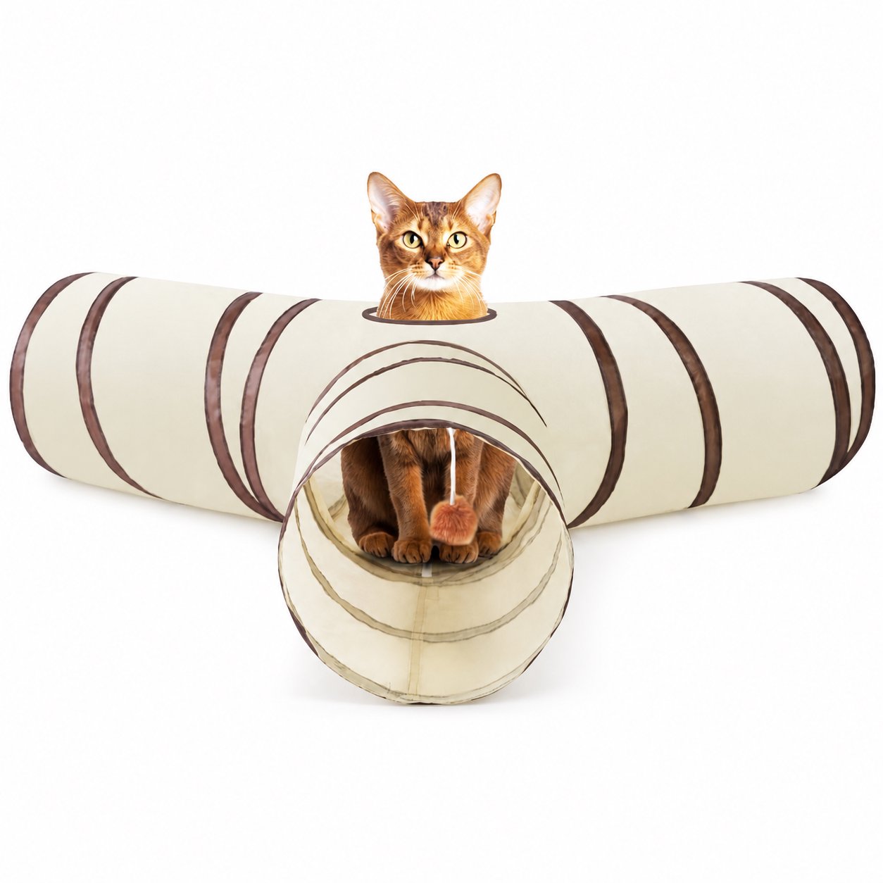 Cotton Rope Dog Chew Toy Assortment Y-Shaped Foldable Cat Tunnel with Interactive Toy - Image 1