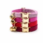 Velvet Cat Bell Collar with Gold Buckle - Image 2