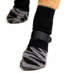 Zebra-Striped Non-Slip Dog Socks with Velcro Strap
