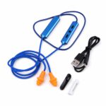 Blue Braided Cord Bluetooth Earplugs with Foam Tips