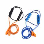 Blue Braided Cord Bluetooth Earplugs with Foam Tips - Image 2