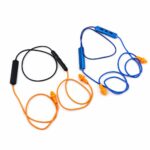 Blue Braided Cord Bluetooth Earplugs with Foam Tips - Image 3