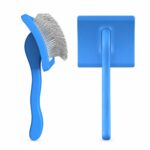 Blue Handle Metal Pin Dog Comb Brush with Detangling Comb - Image 2