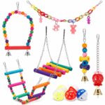Colorful Beaded Wooden Parrot Swing Toys