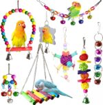 Colorful Beaded Wooden Parrot Swing Toys - Image 2