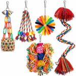 6-Piece Colorful Hanging Bird Toy Set with Paper, Rope, and Beads - Image 2
